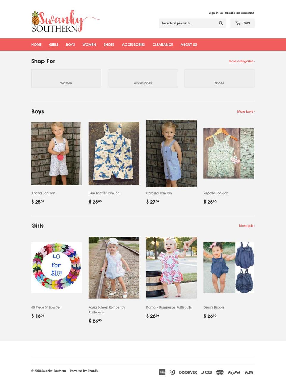swankysouthern.com — Shopify storefront screenshot