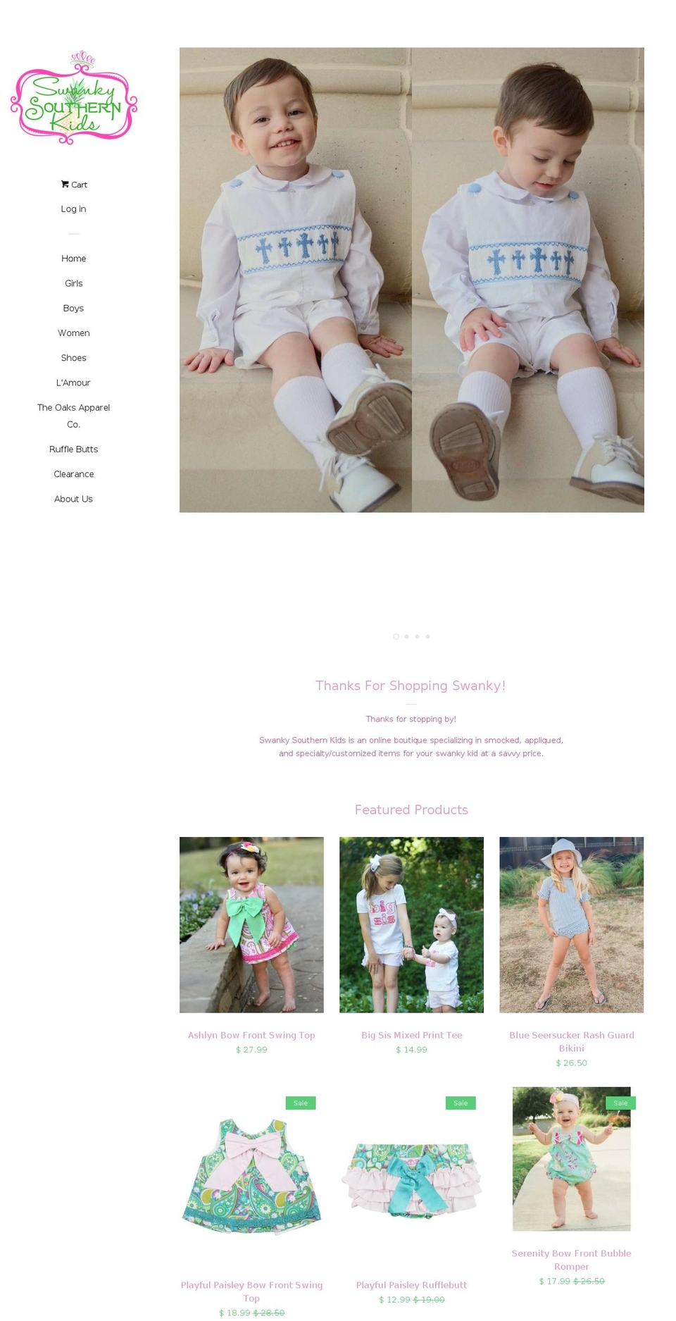 swankysouthernkids.com shopify website screenshot