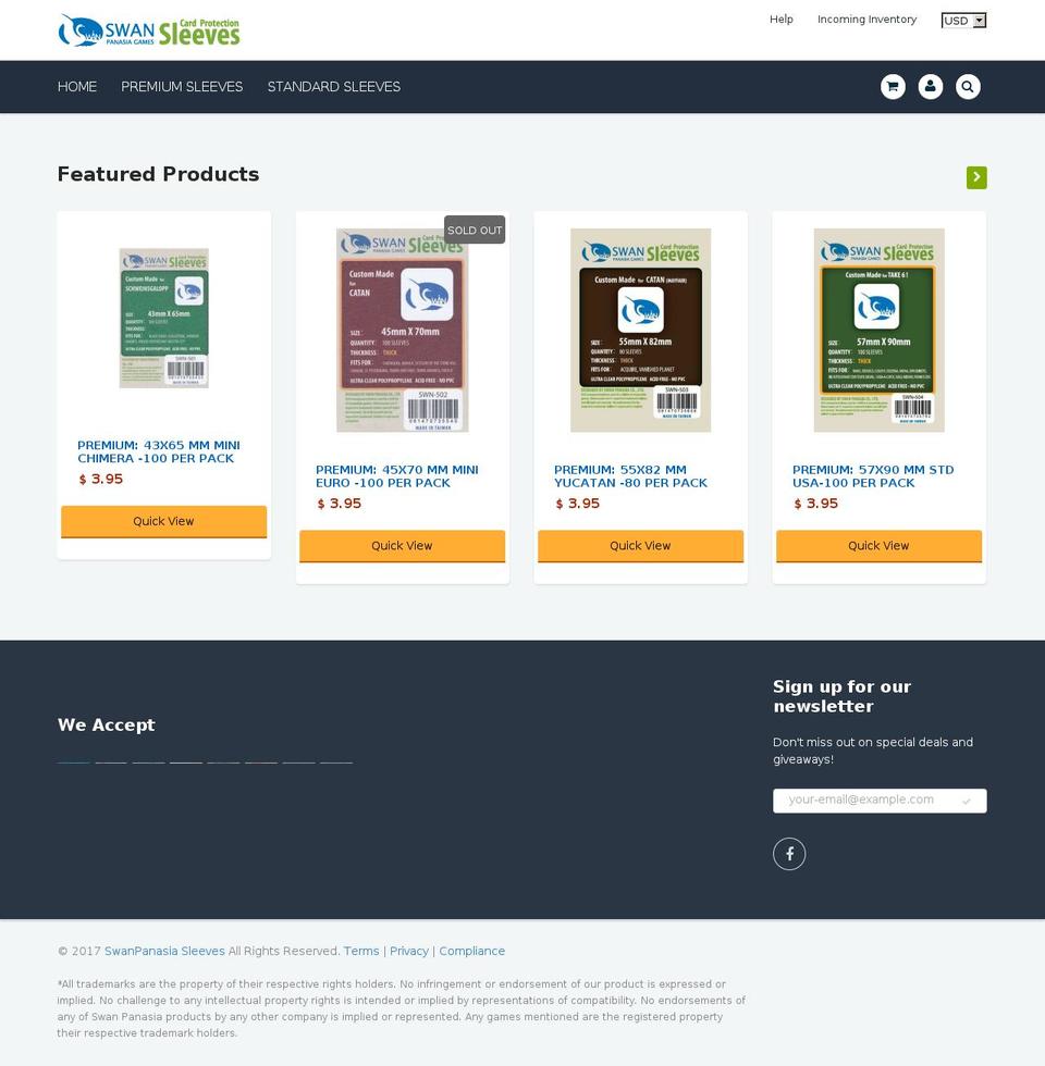 swanpanasiasleeves.com shopify website screenshot
