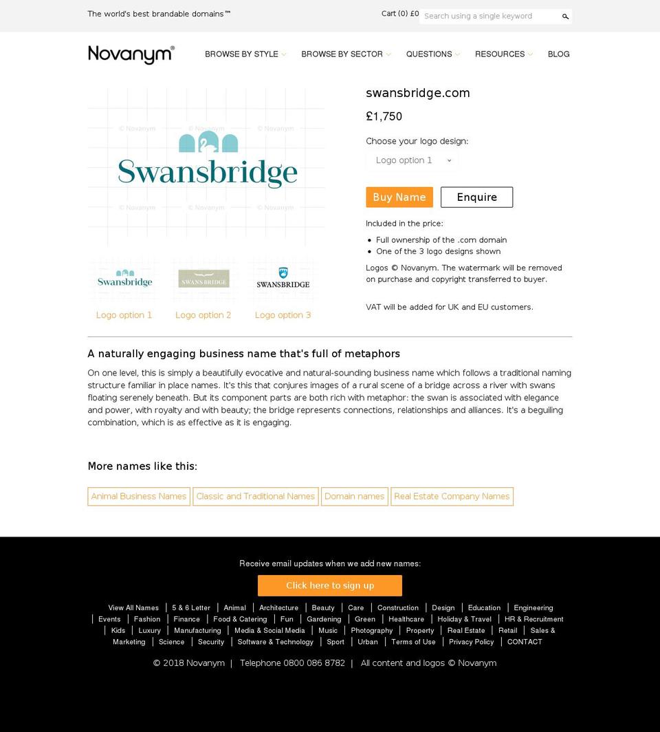 swansbridge.com — Shopify storefront screenshot