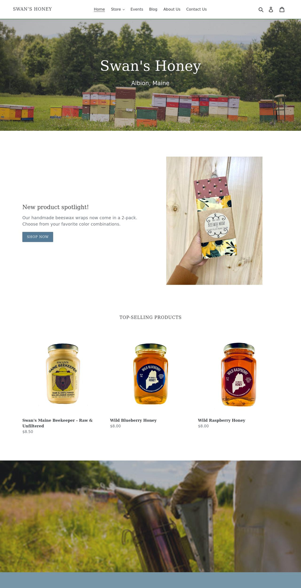 swanshoney.com shopify website screenshot