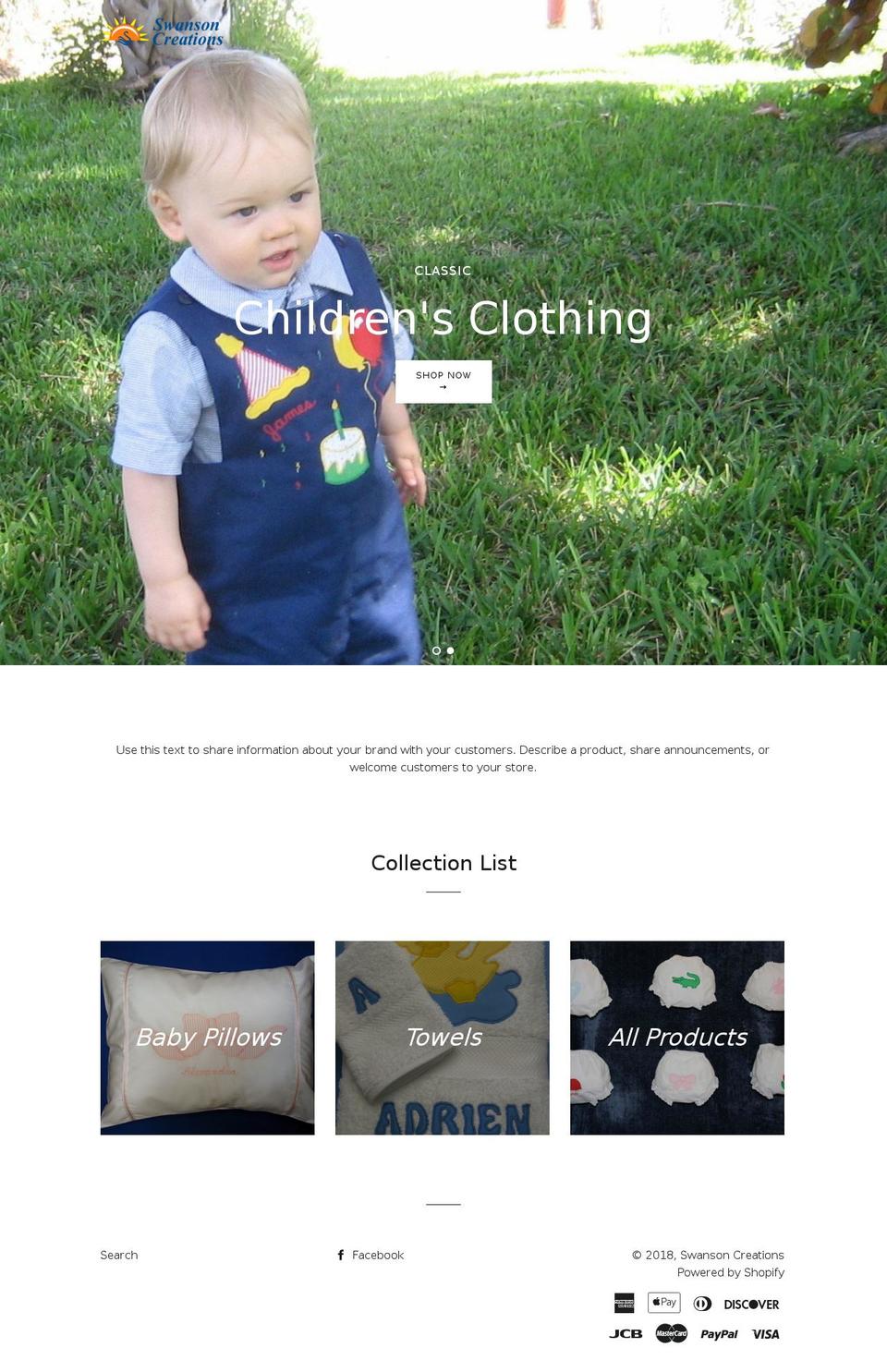 swansoncreations.com shopify website screenshot