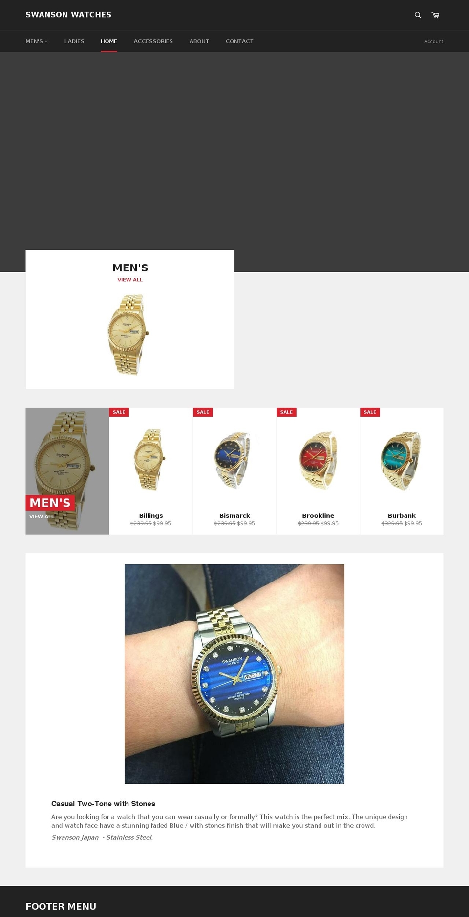 swansonwatches.com shopify website screenshot