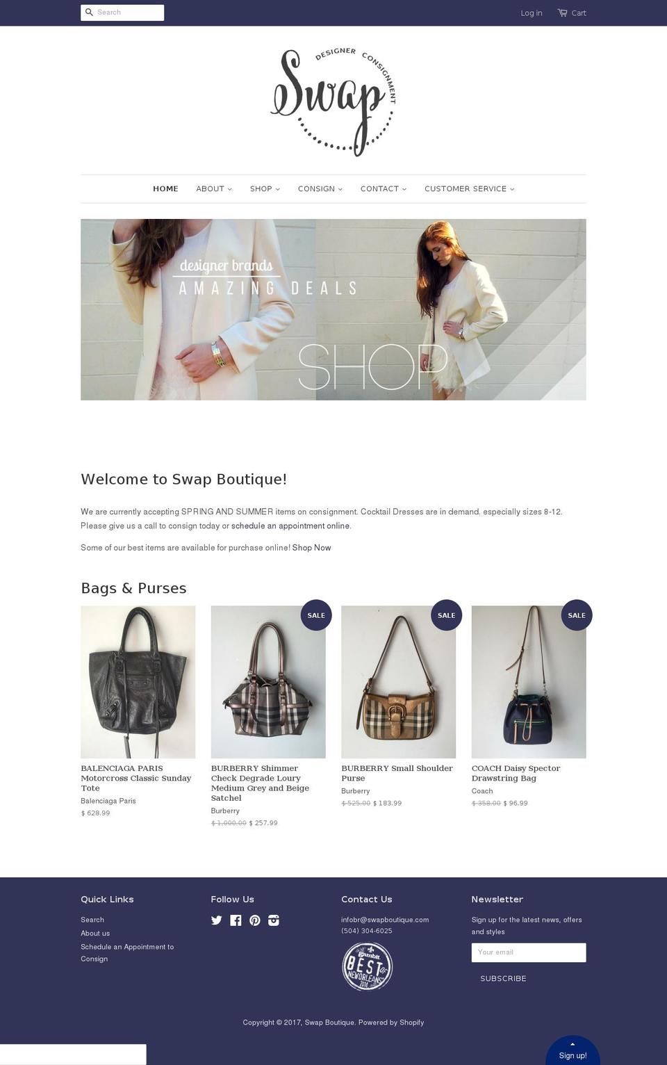 swap-boutique.com shopify website screenshot