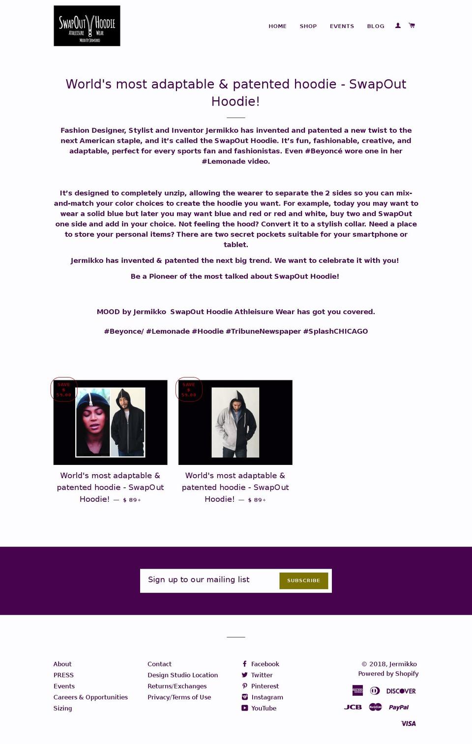 swapouthoodie.com shopify website screenshot