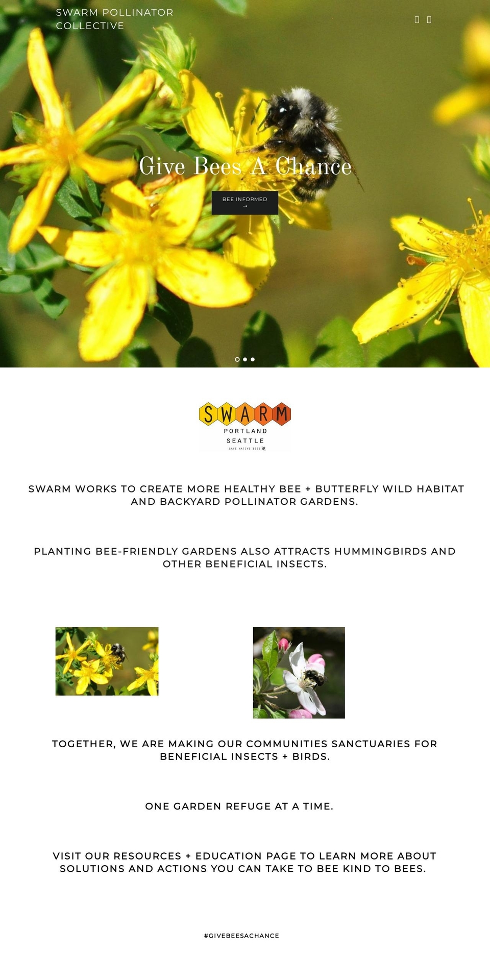 swarmpollinatorcollective.com shopify website screenshot
