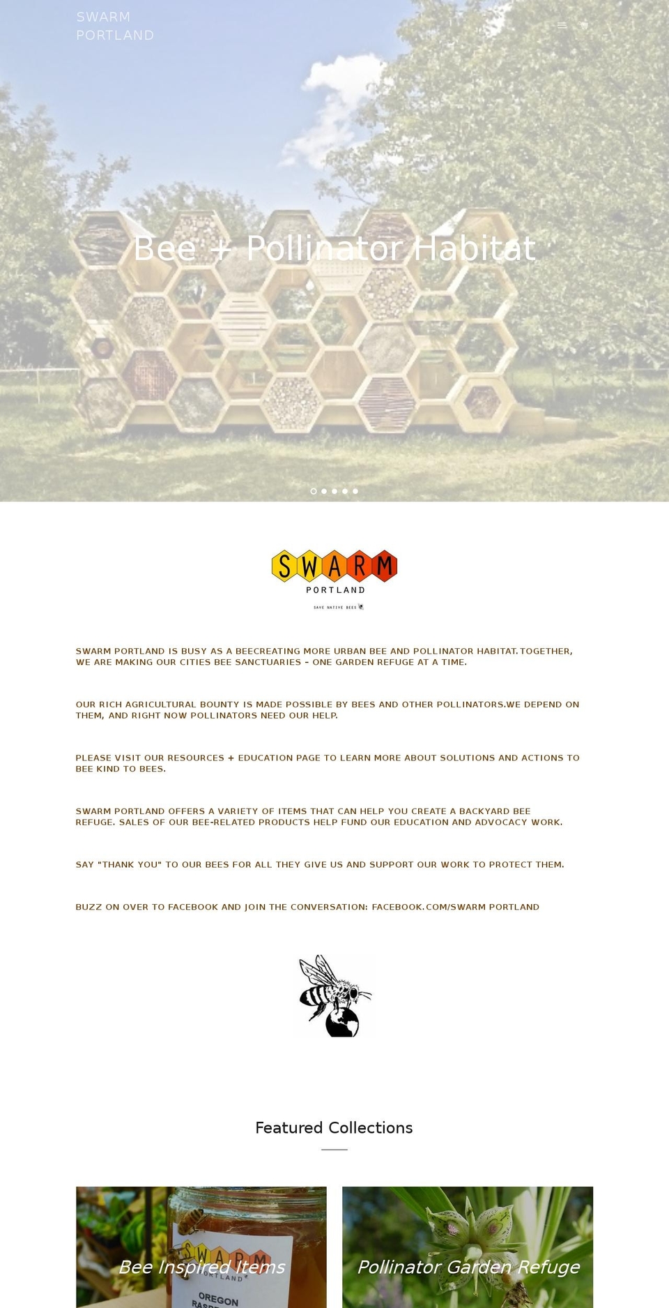 swarmportland.com shopify website screenshot