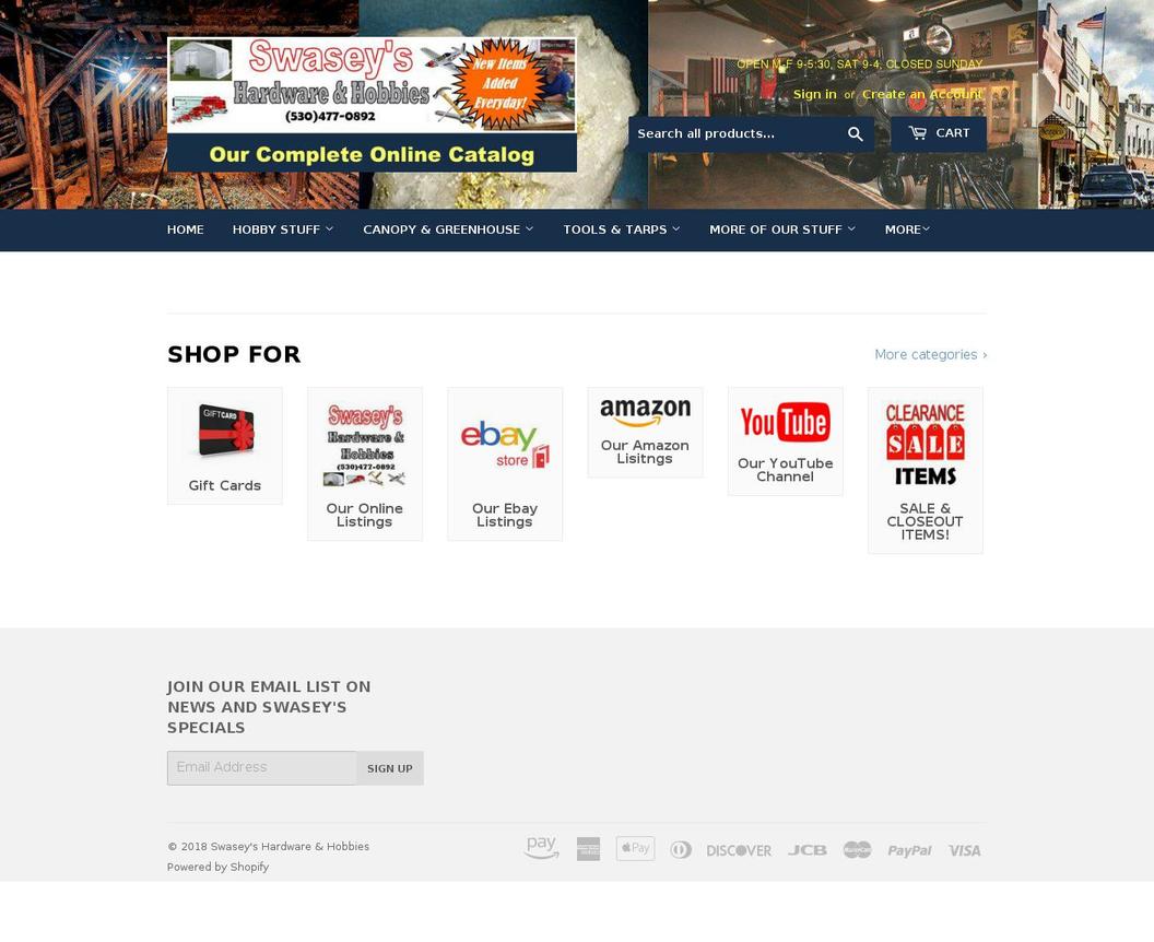 swaseys.com — Shopify storefront screenshot
