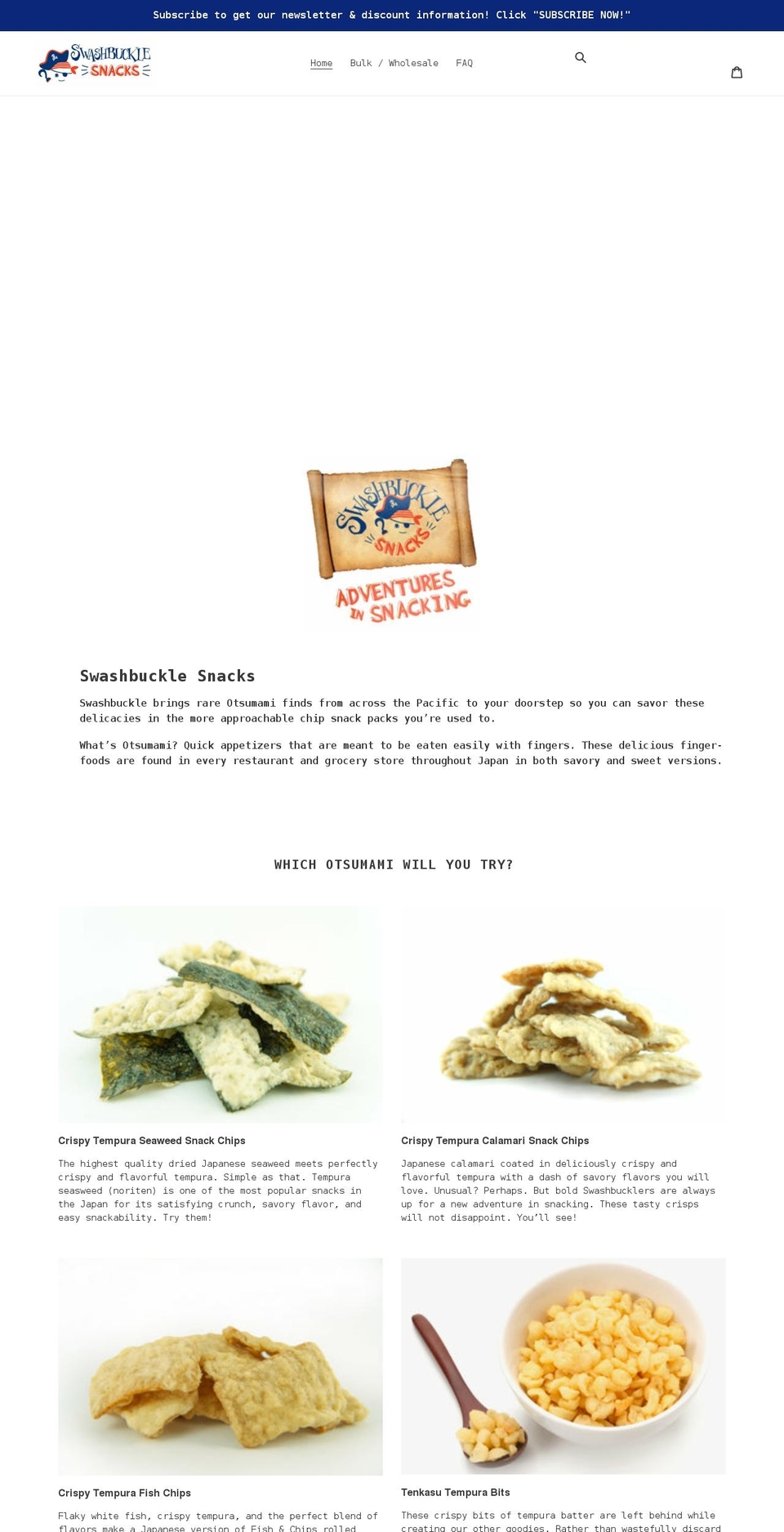 swashbucklesnacks.com shopify website screenshot