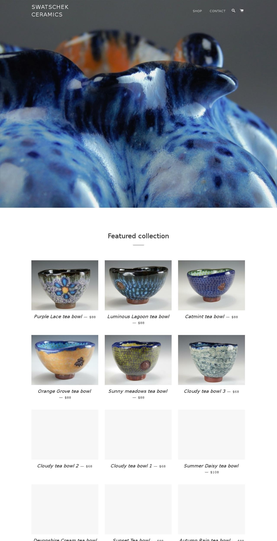 swatschekceramics.com shopify website screenshot