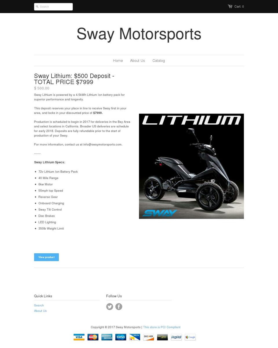 sway-motorsports.myshopify.com shopify website screenshot