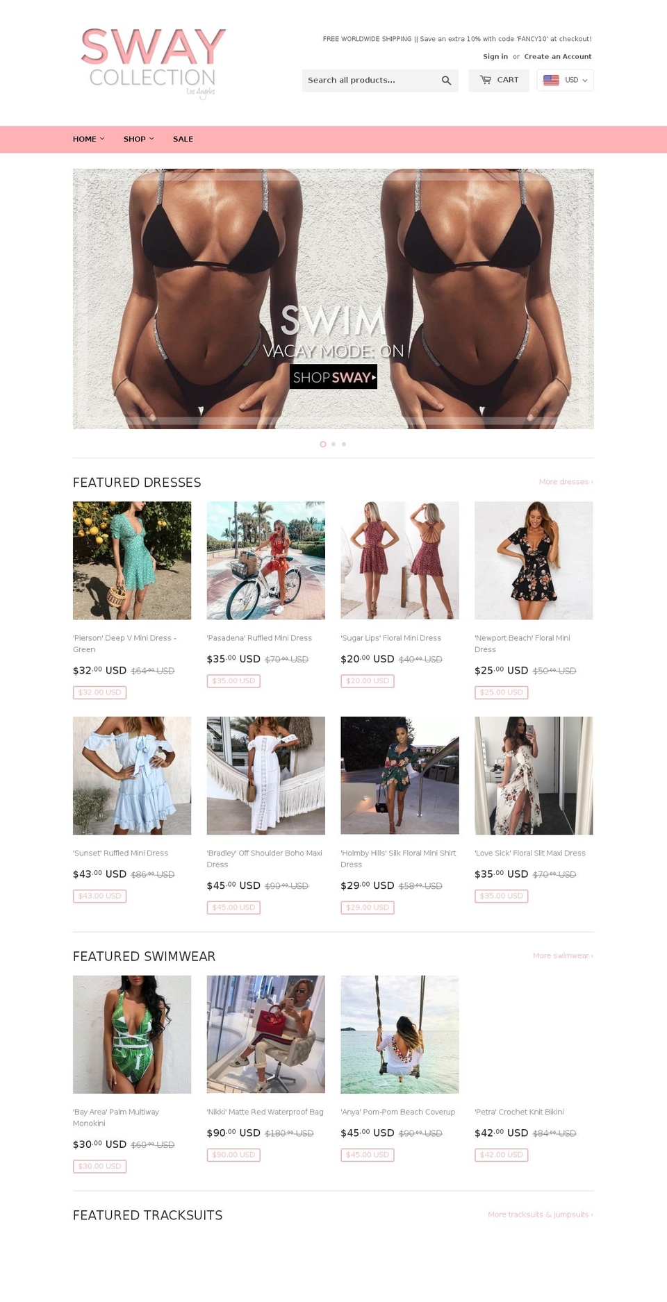 swaycollection.com — Shopify storefront screenshot