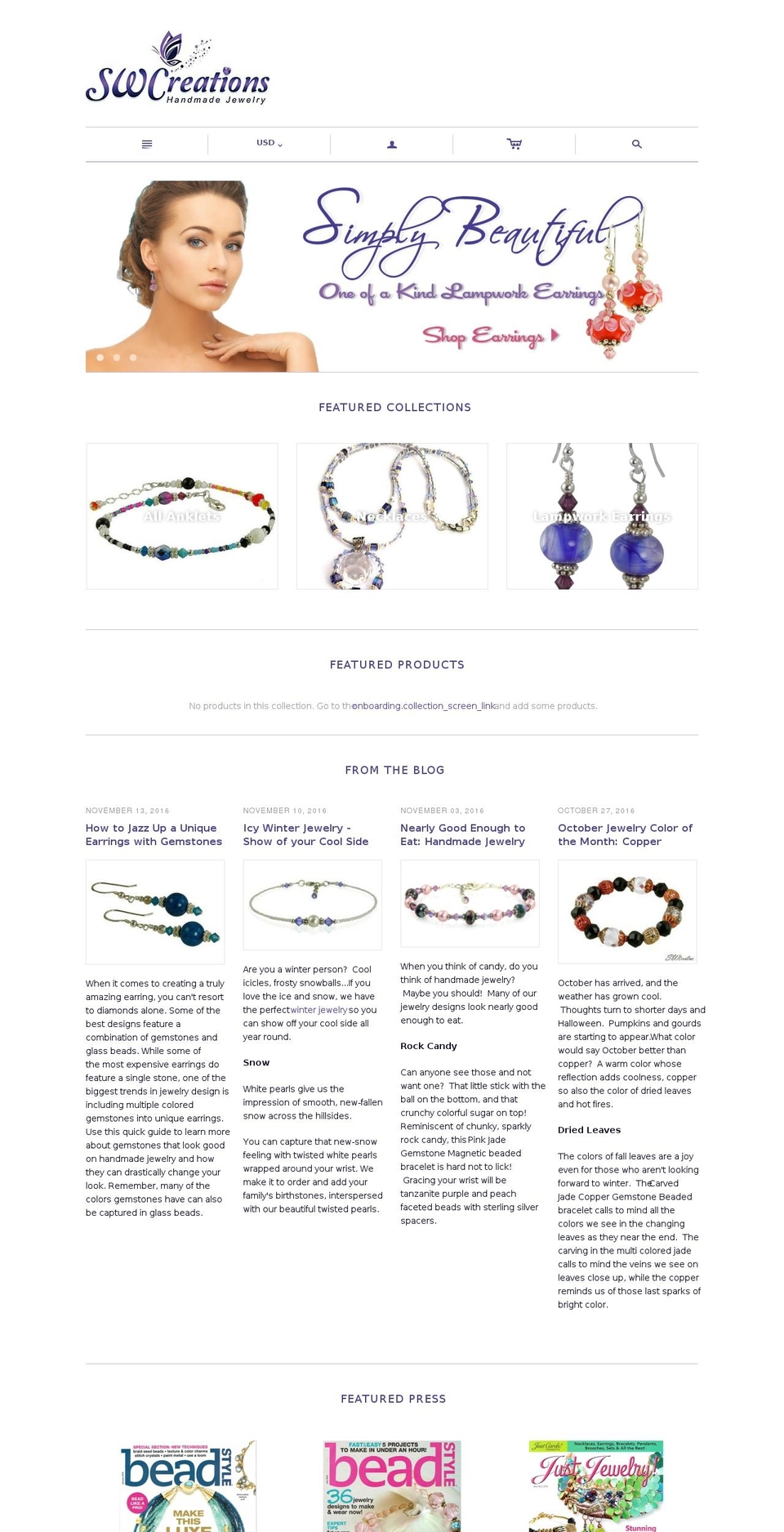 swcreations.net shopify website screenshot