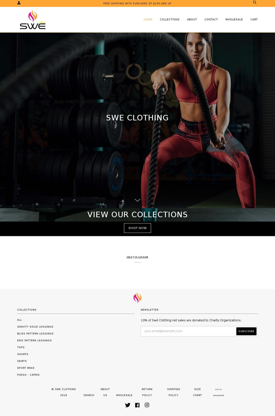 swe.clothing shopify website screenshot