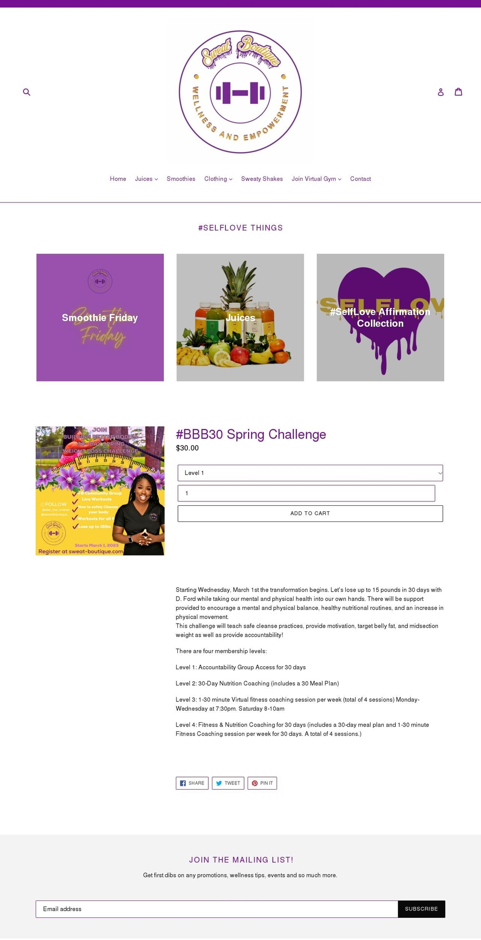 sweat-boutique.com — Shopify storefront screenshot