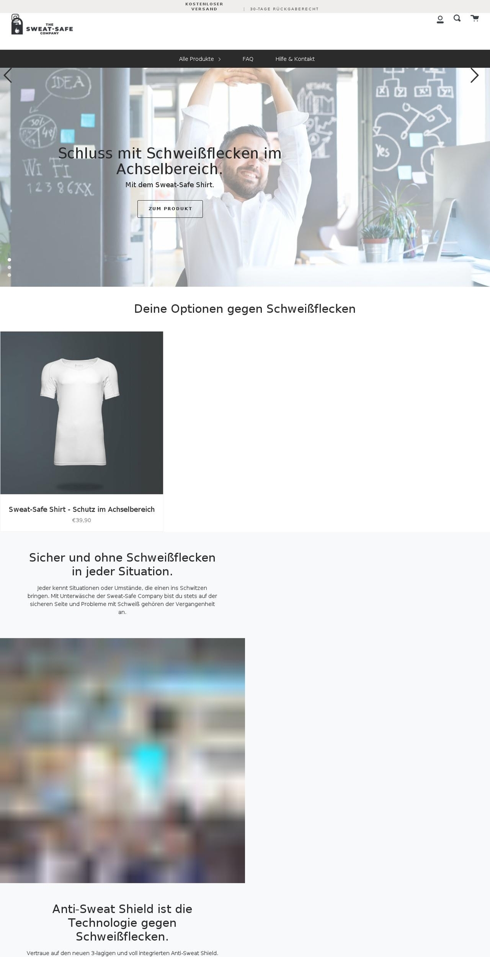 sweat-safe.com shopify website screenshot