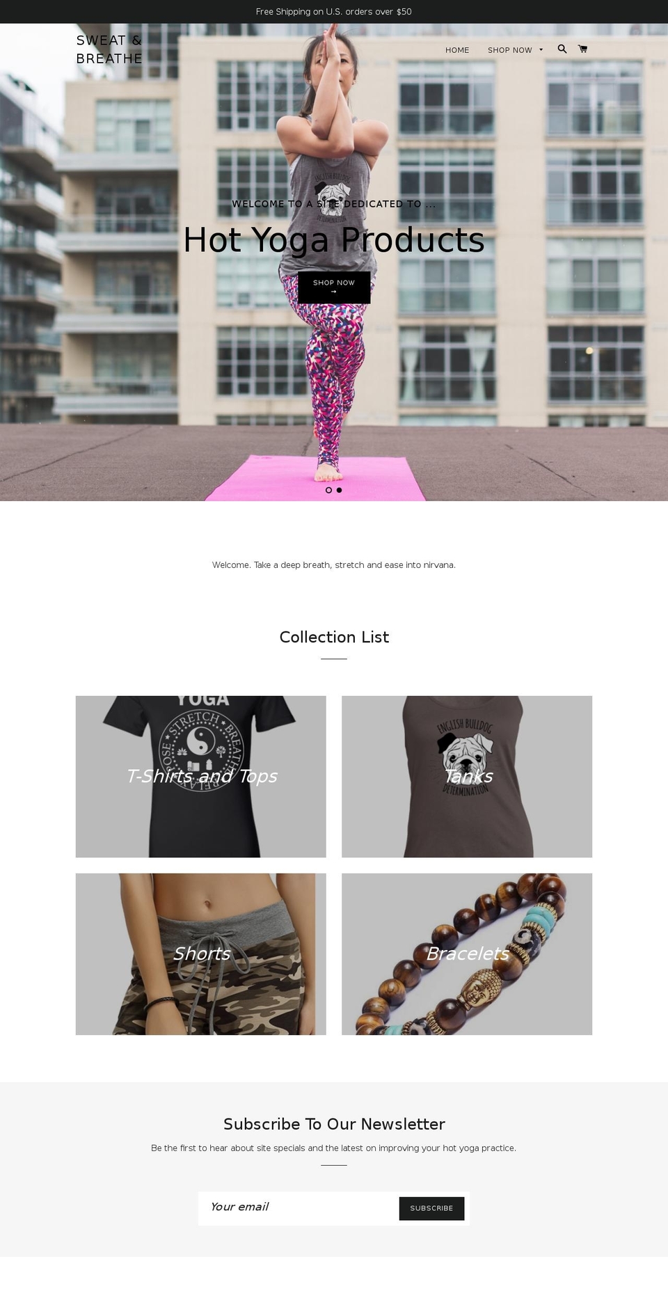 sweatandbreathe.com — Shopify storefront screenshot