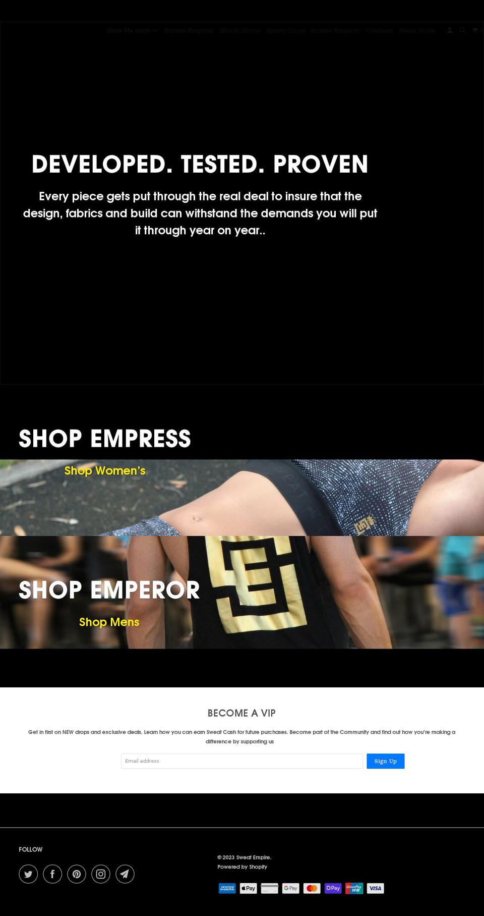 sweatempire.com shopify website screenshot