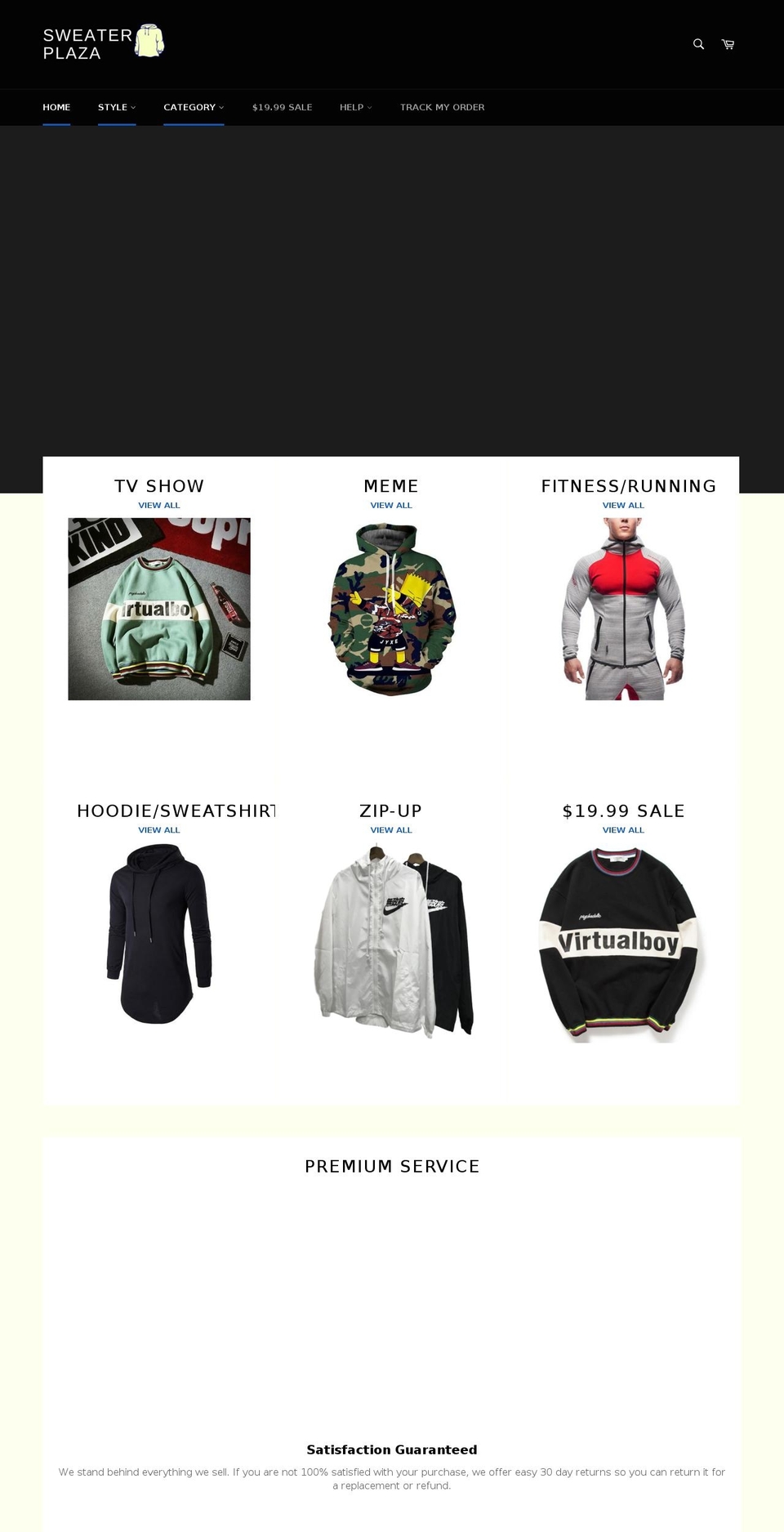 sweaterplaza.com — Shopify storefront screenshot