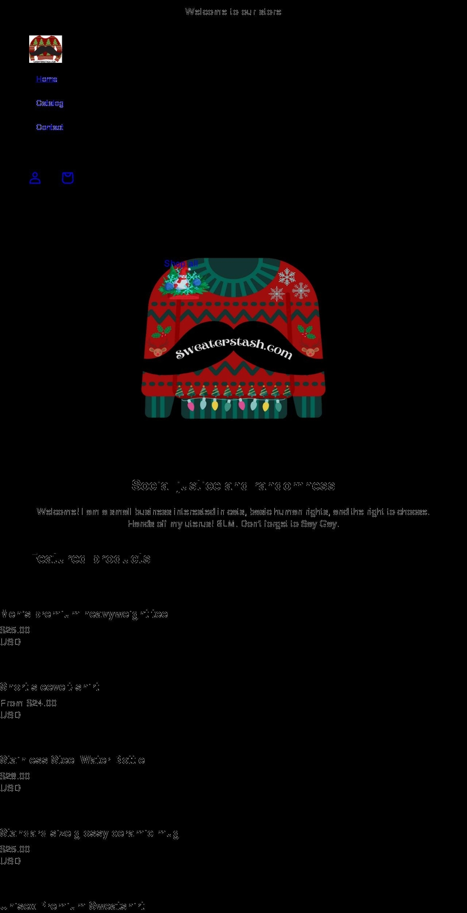 sweaterstash.com shopify website screenshot