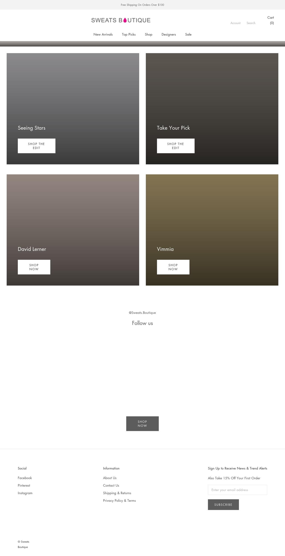 sweatsboutique.com shopify website screenshot