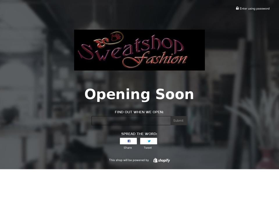 sweatshopfashion.com shopify website screenshot
