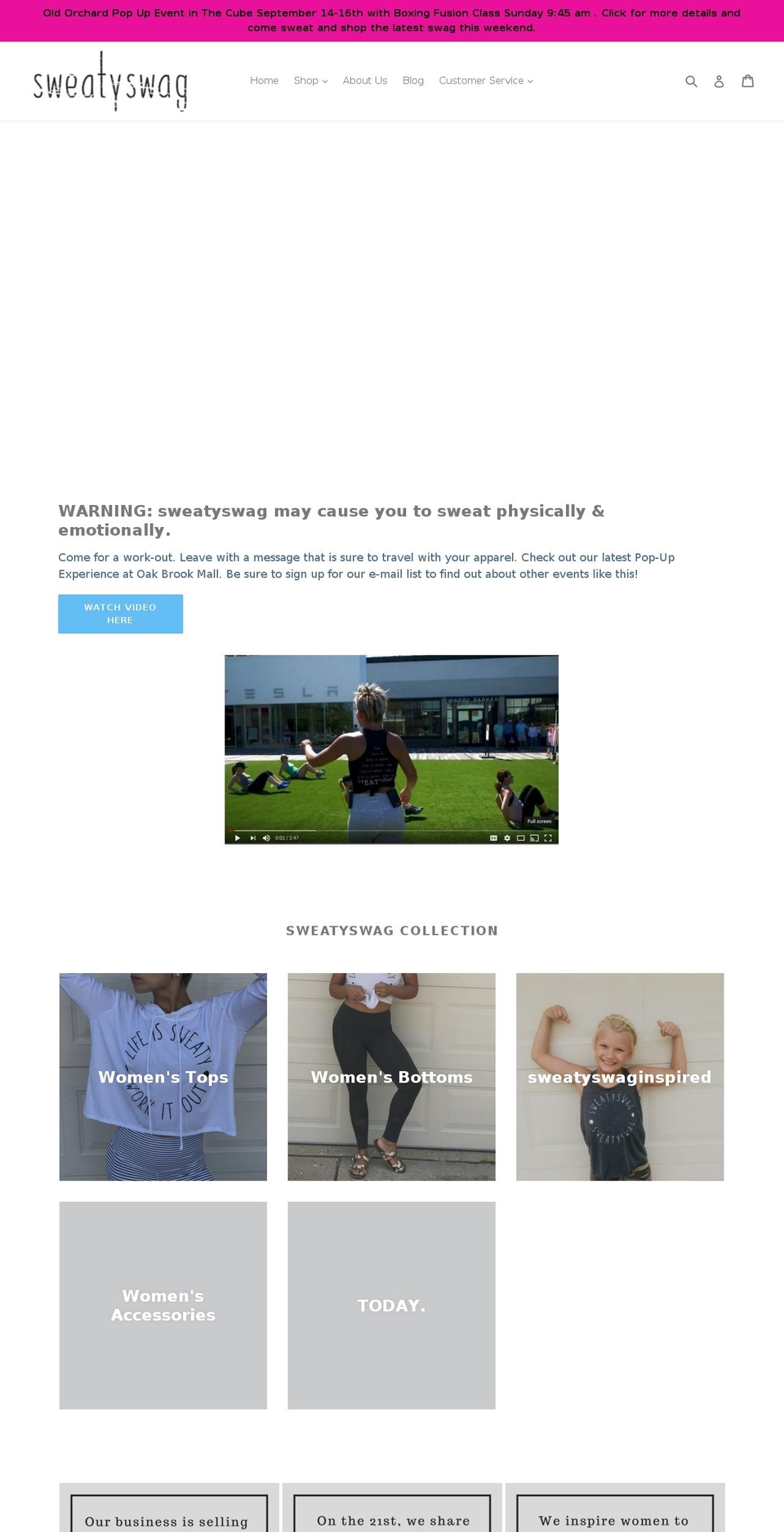 sweatyswag.com shopify website screenshot
