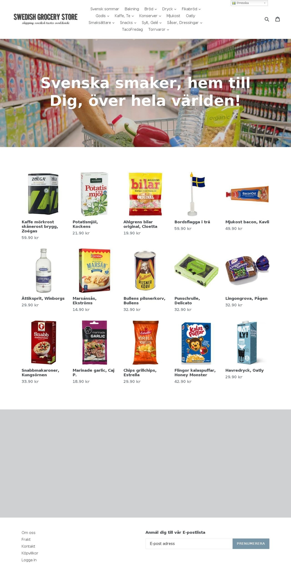 swedishgrocerystore.com shopify website screenshot