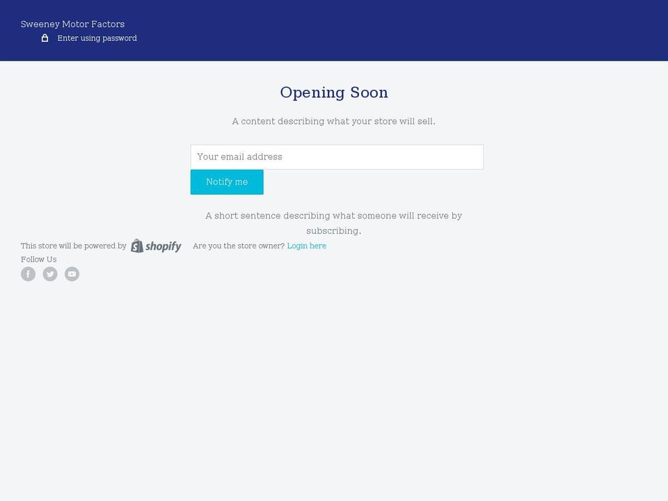 sweeneymotorfactors.ie shopify website screenshot