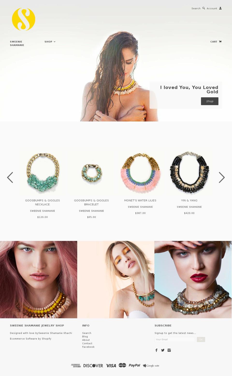 sweenieshamanie.com shopify website screenshot
