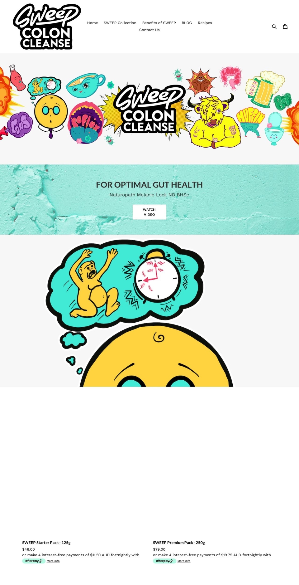 sweepcoloncleanse.com.au shopify website screenshot