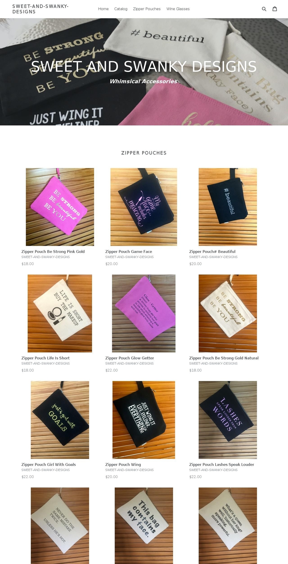 sweet-and-swanky-designs.com — Shopify storefront screenshot