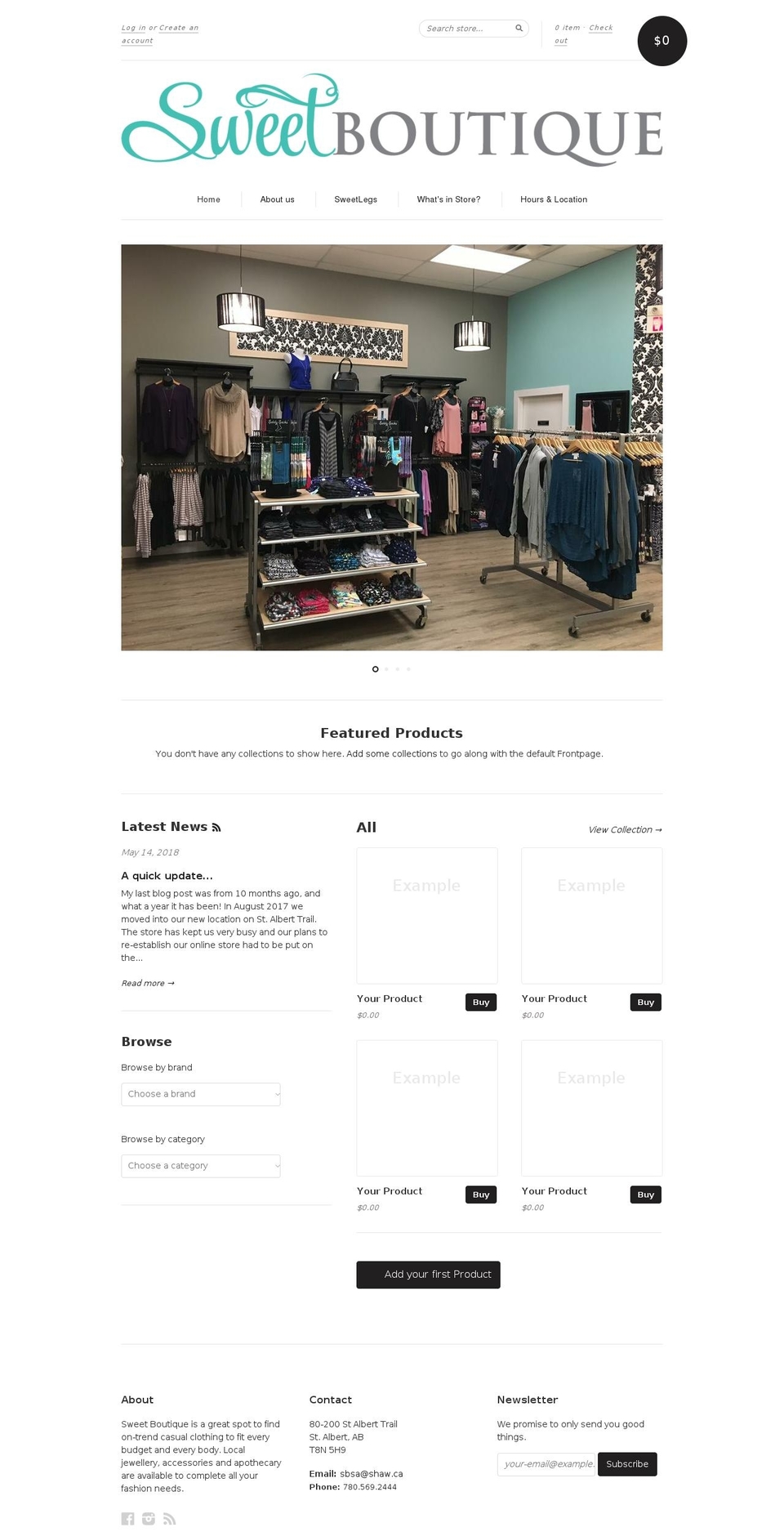 sweet-boutique.ca shopify website screenshot