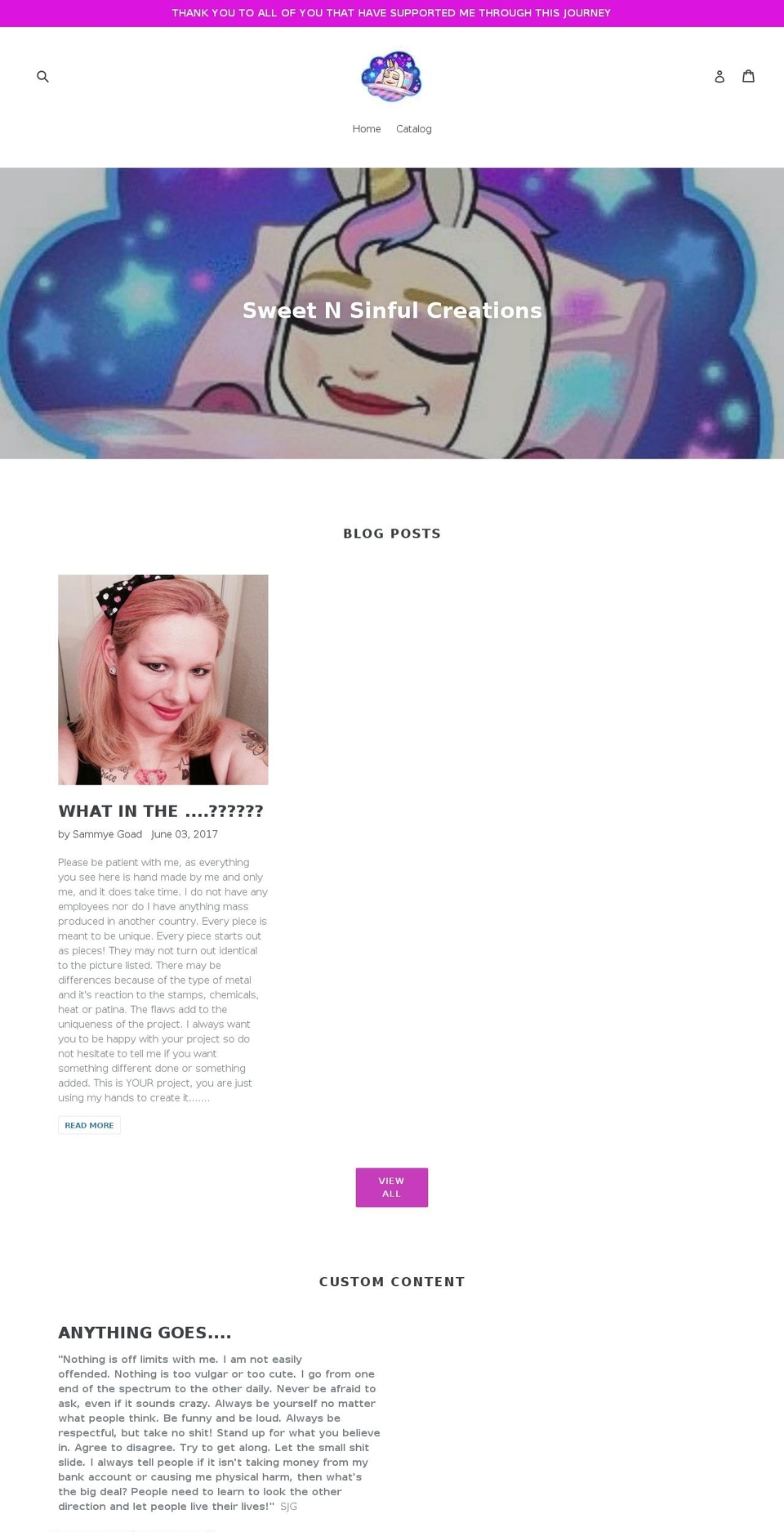 sweet-n-sinful-creations.com — Shopify storefront screenshot