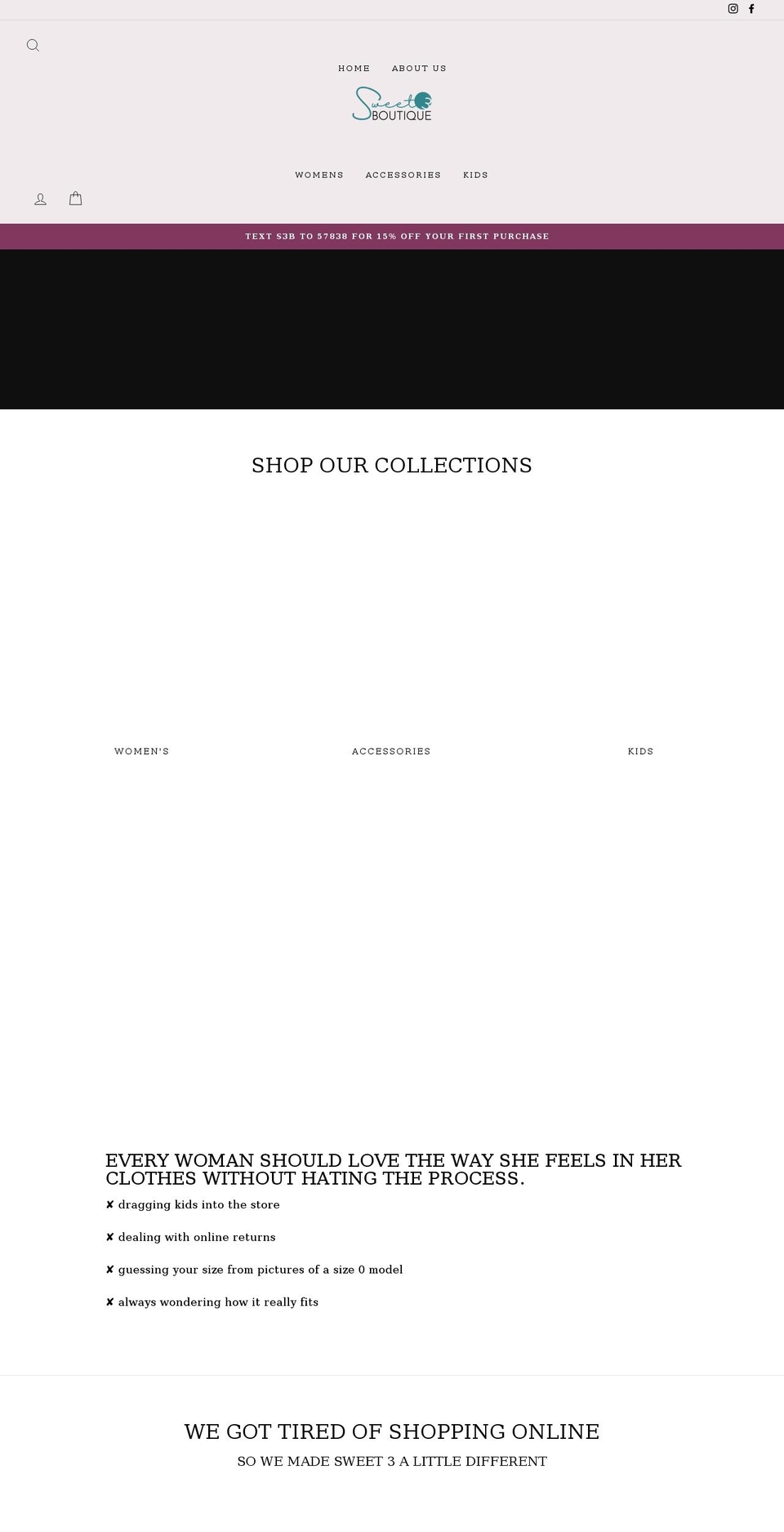 sweet3boutique.com shopify website screenshot