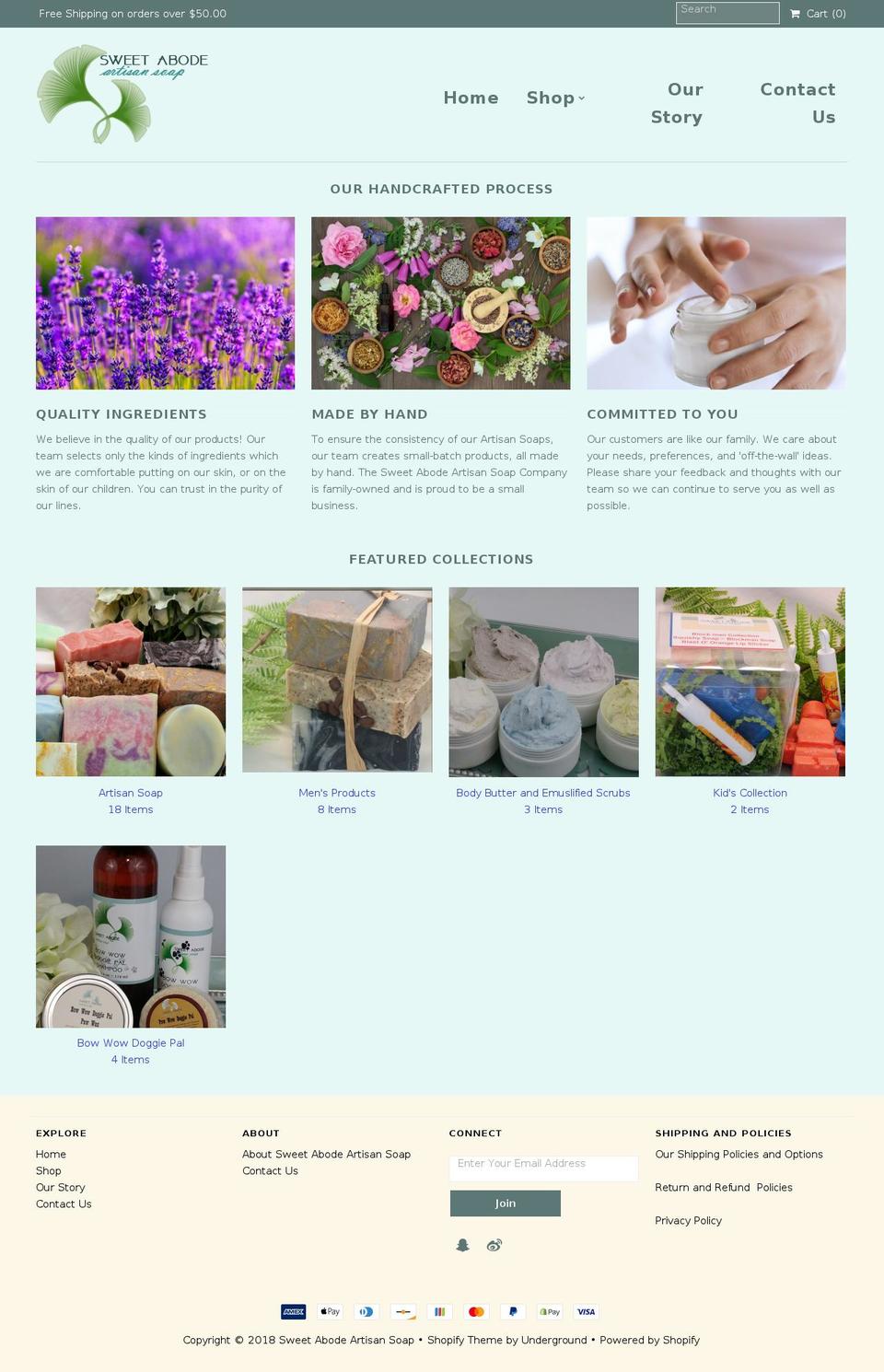 sweetabodesoap.com — Shopify storefront screenshot
