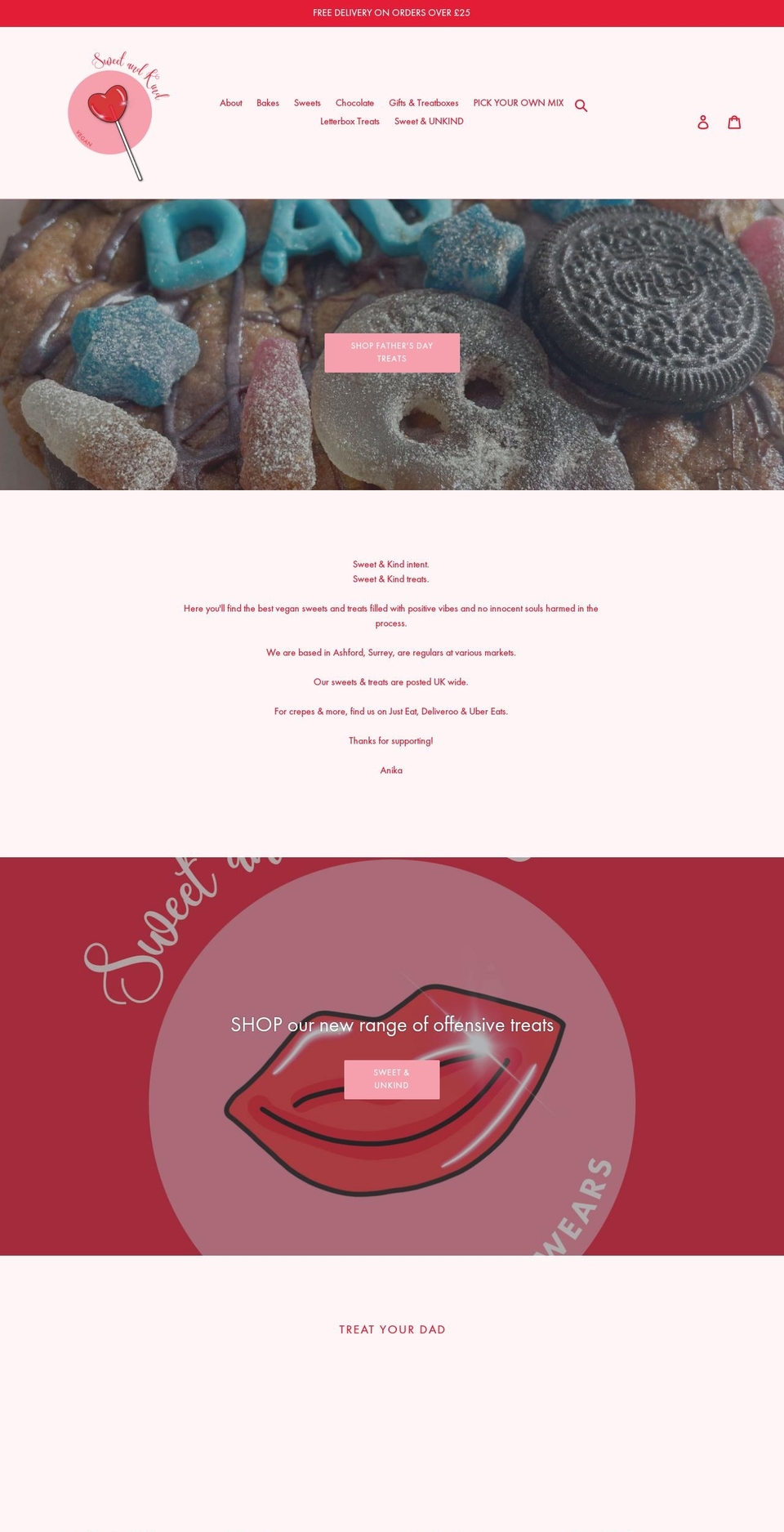 sweetandkindvegan.com shopify website screenshot