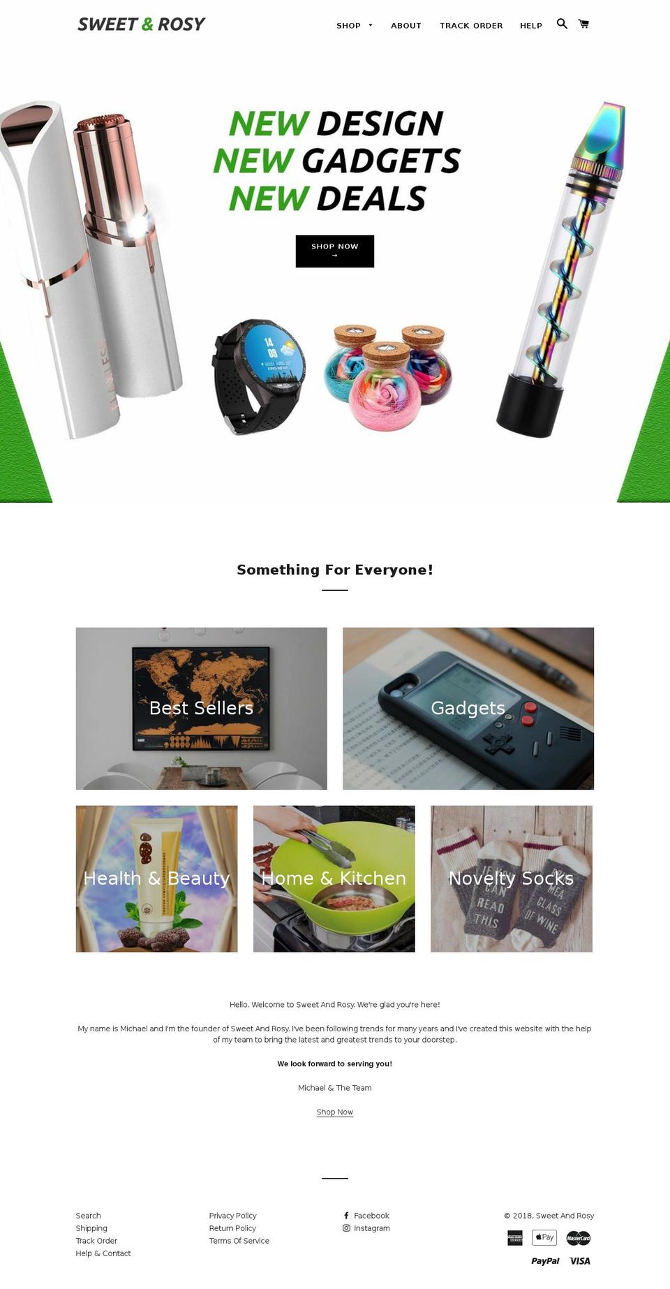 sweetandrosy.com shopify website screenshot