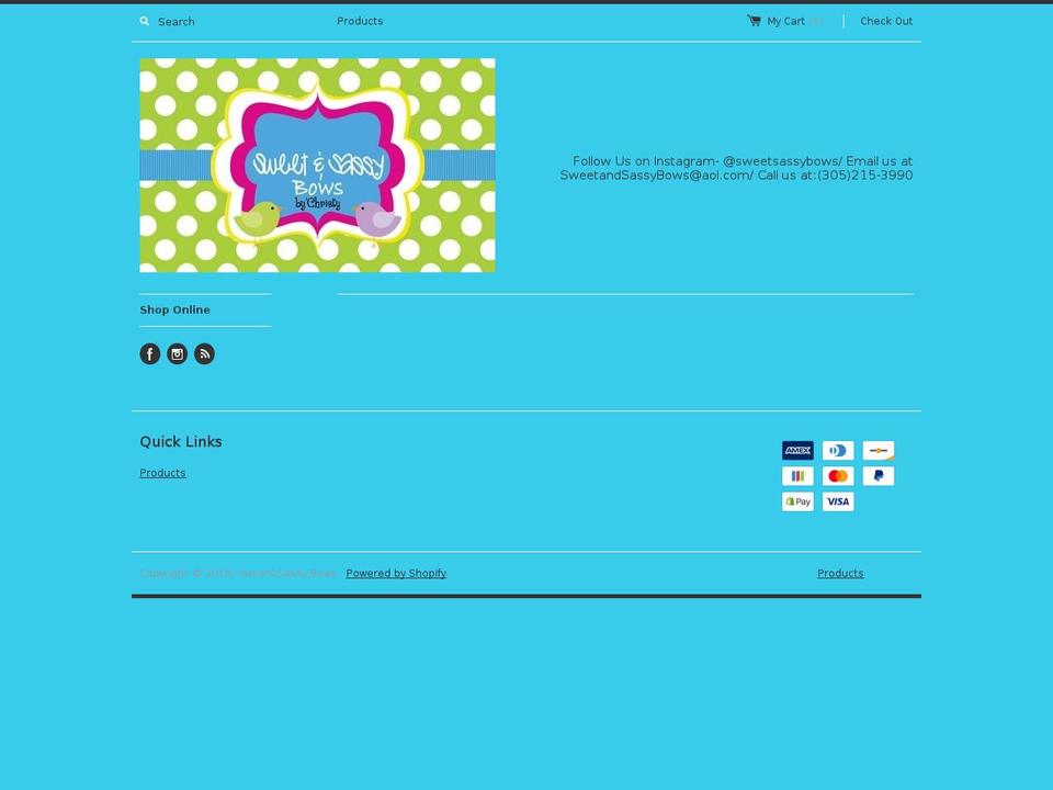 sweetandsassybows.com — Shopify storefront screenshot