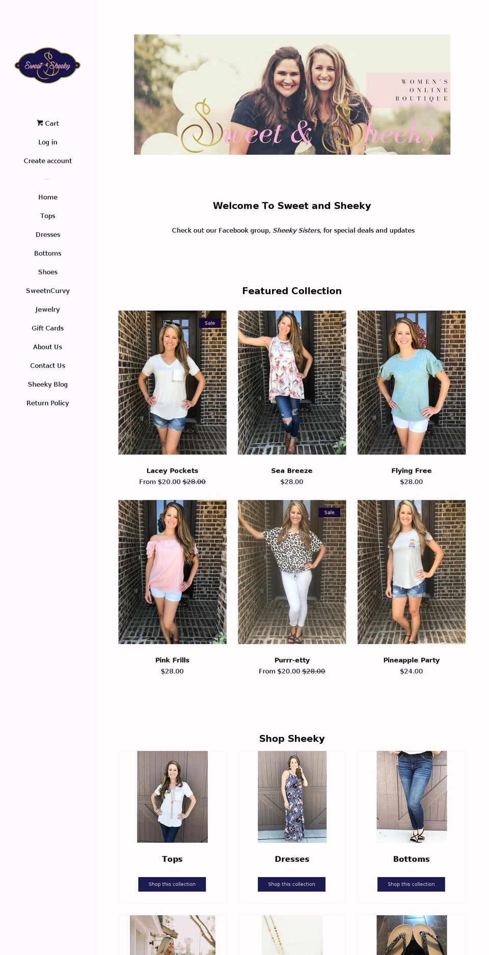 sweetandsheeky.com — Shopify storefront screenshot