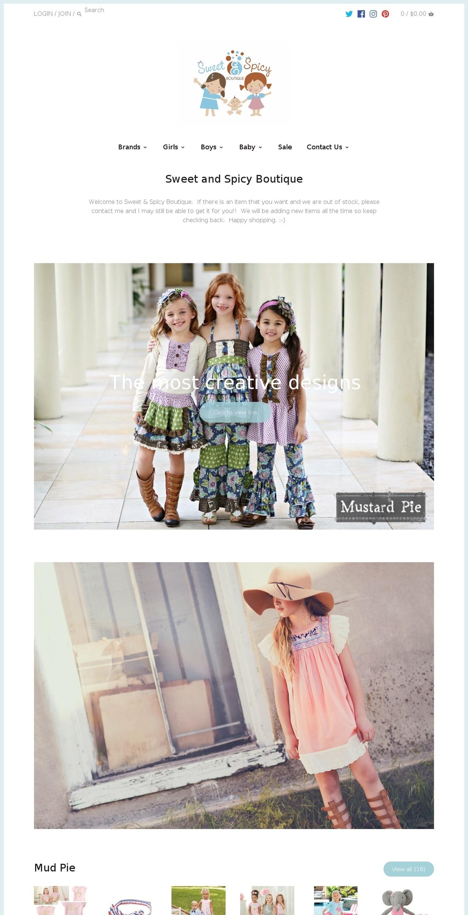 sweetandspicyboutique.com — Shopify storefront screenshot
