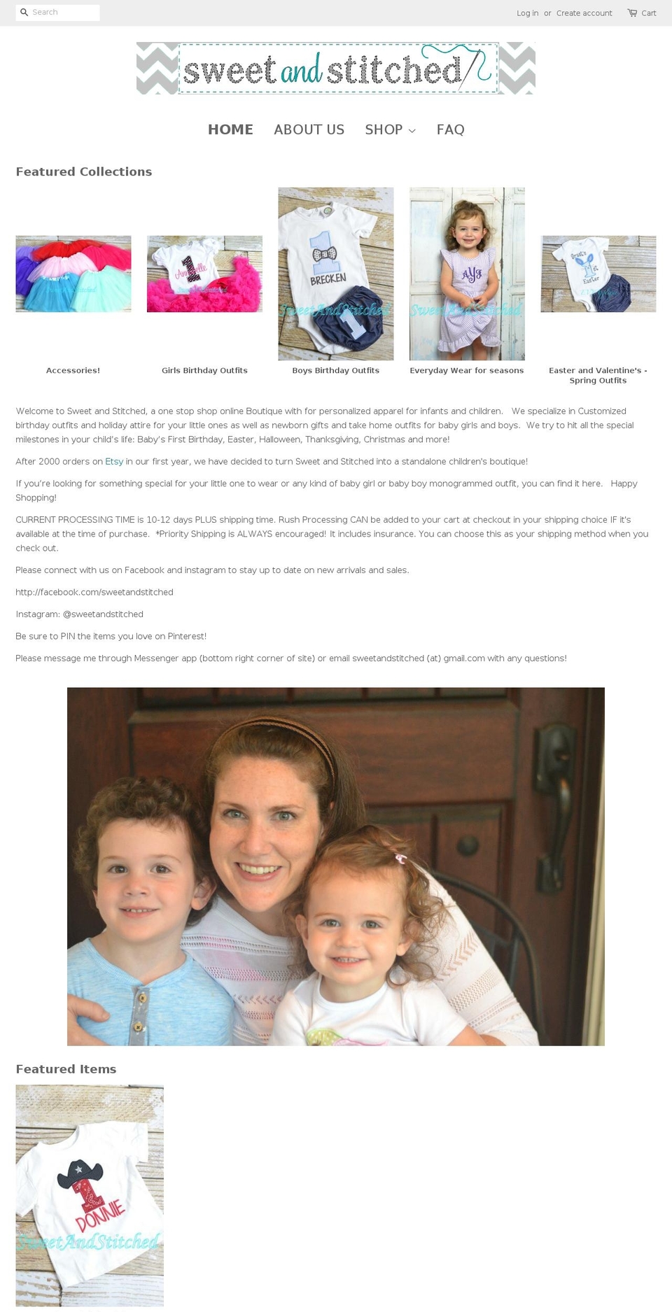 sweetandstitched.com shopify website screenshot