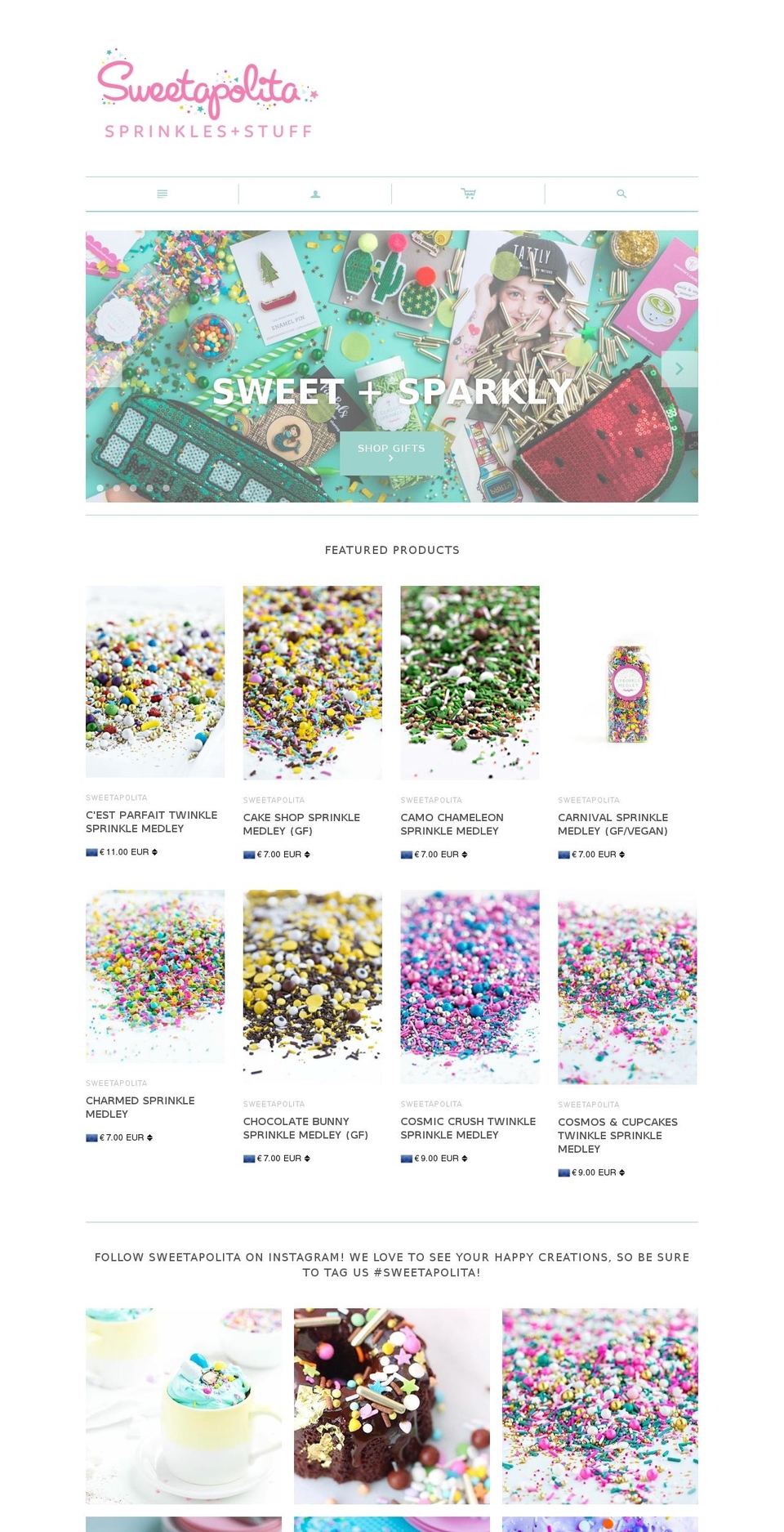 Focal Shopify theme site example sweetapolitashop.com