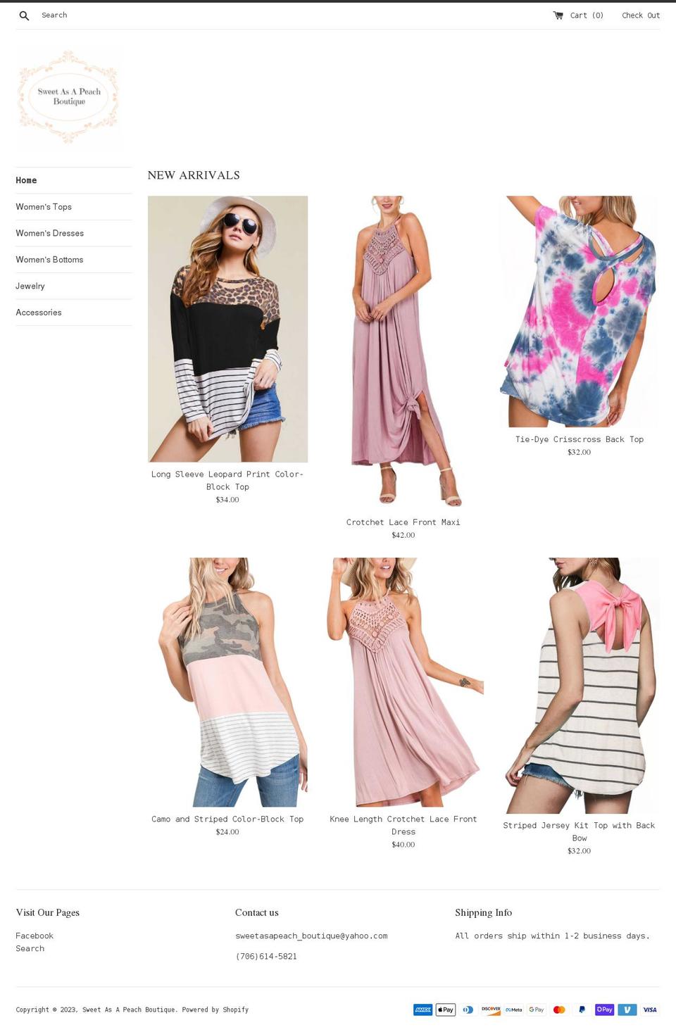 sweetasapeach-boutique.com shopify website screenshot