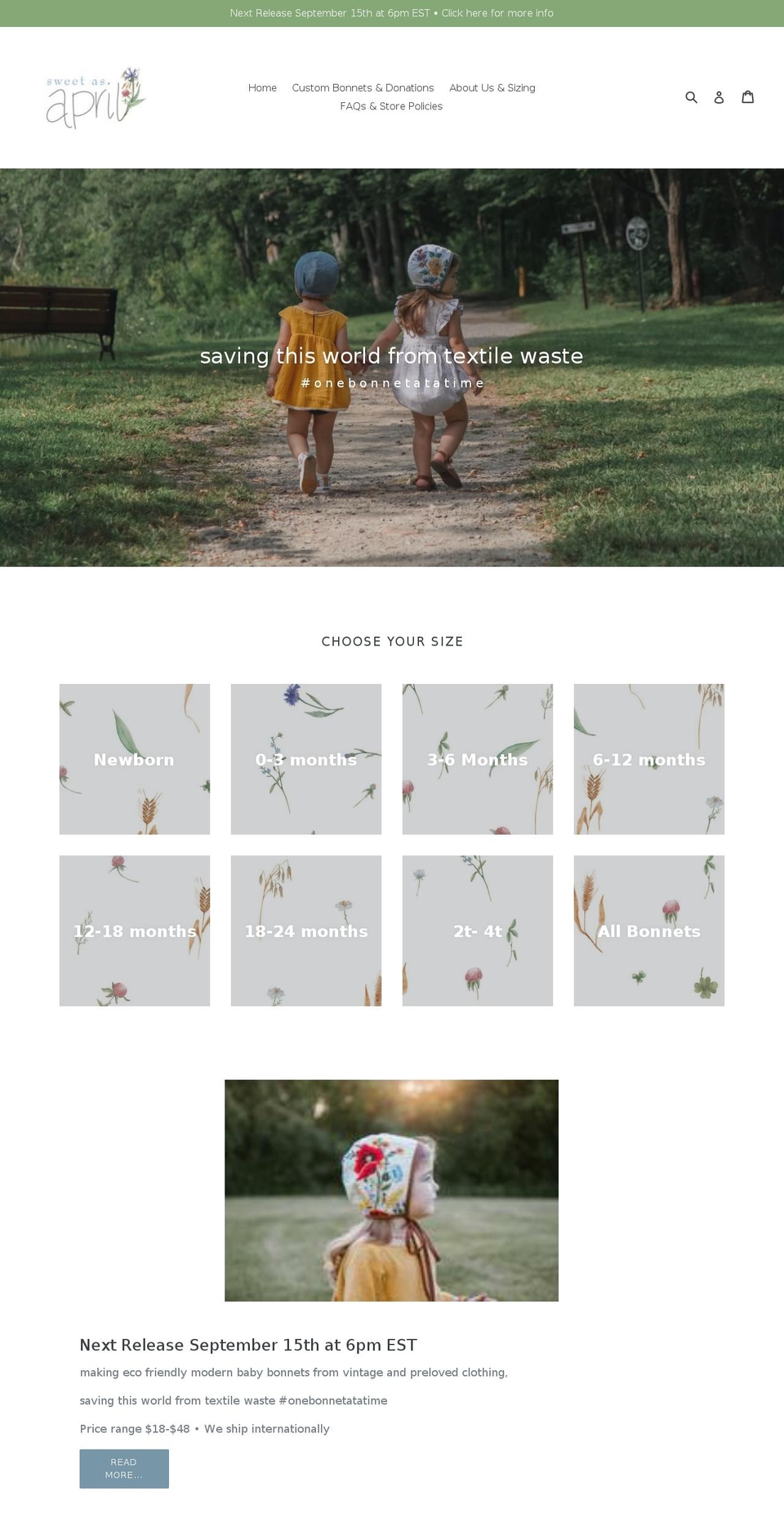 sweetasapril.com shopify website screenshot