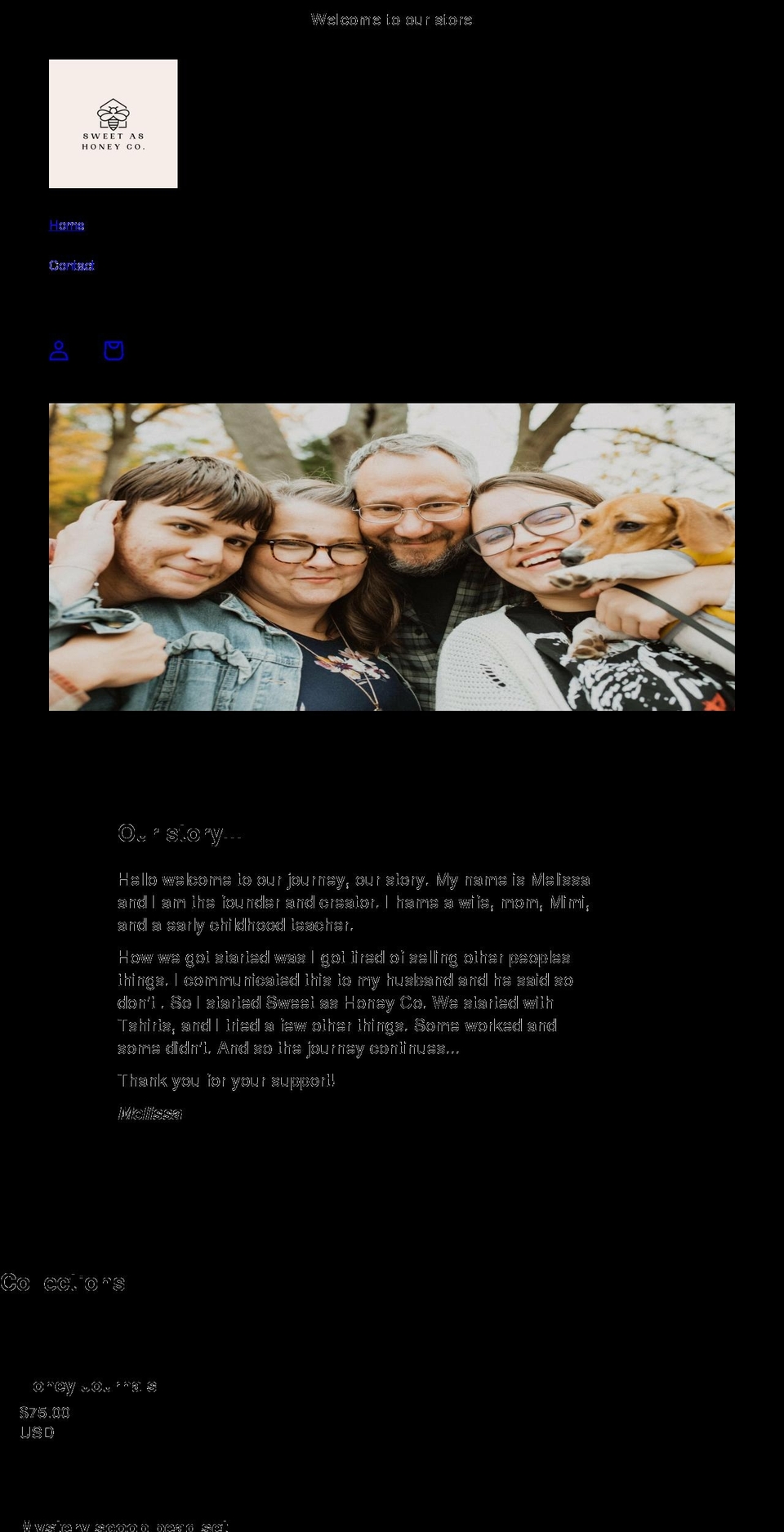 sweetashoneyco.com shopify website screenshot