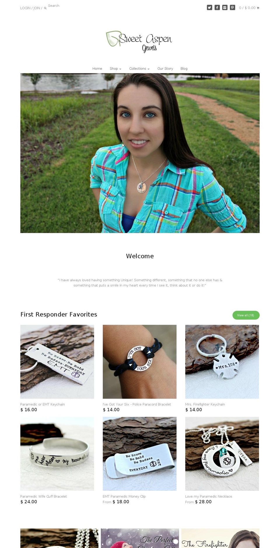 sweetaspenjewels.com shopify website screenshot