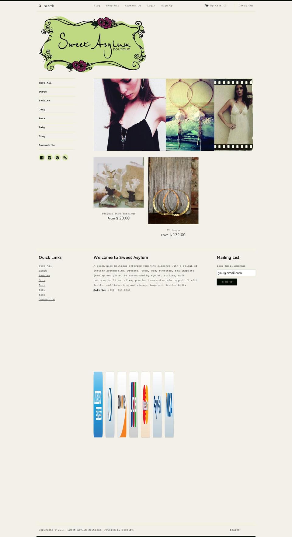 sweetasylumboutique.com shopify website screenshot