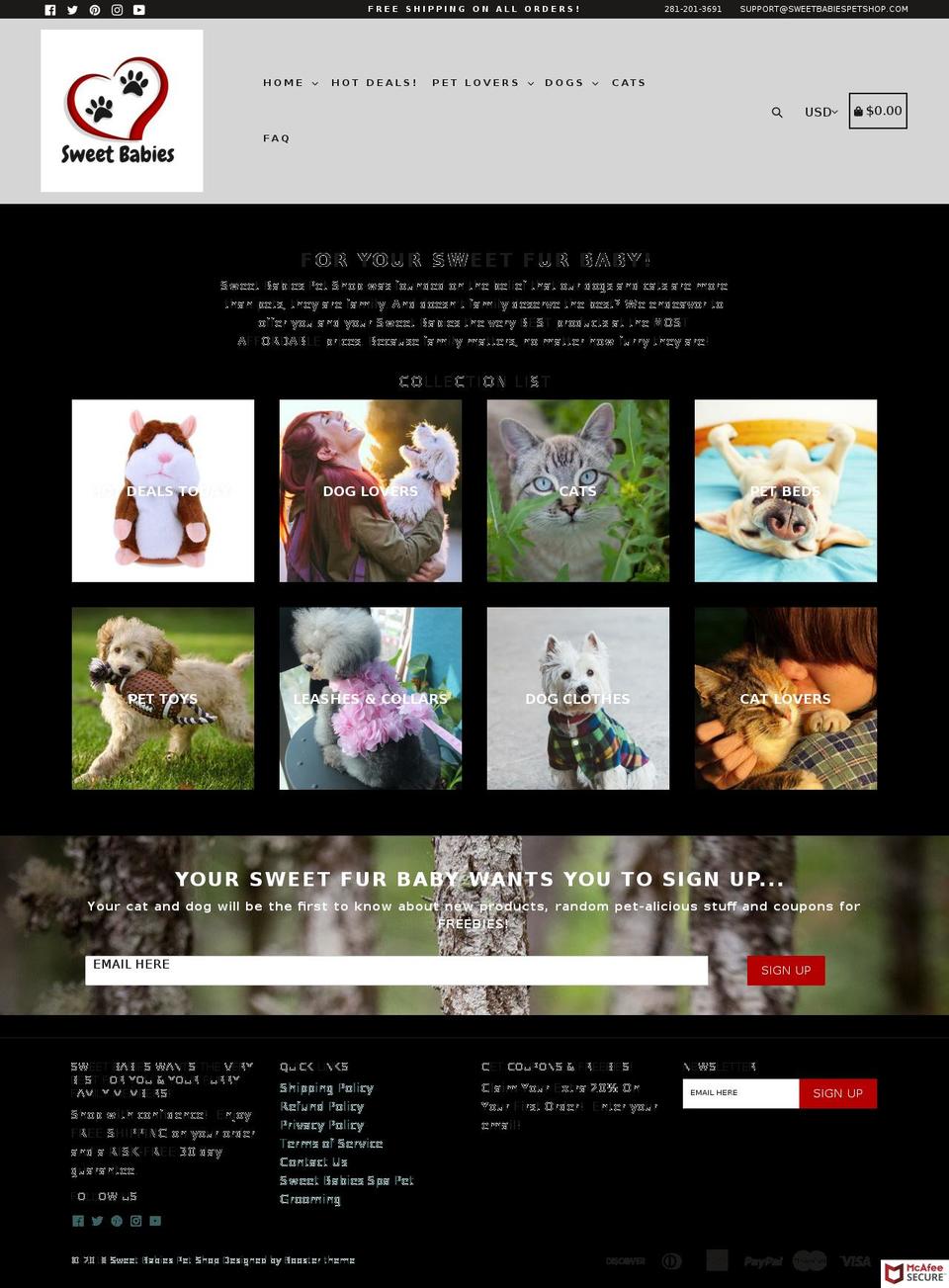 sweetbabiespetshop.com — Shopify storefront screenshot