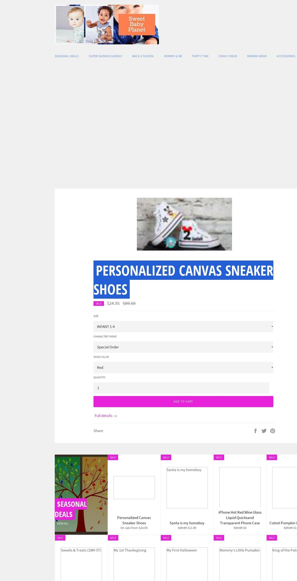 sweetbabyplanet.com — Shopify storefront screenshot